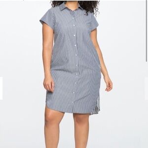 EUC | Eloquii Mixed Striped Hi-Lo Shirtdress